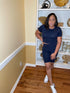 Over You - navy blue biker short set